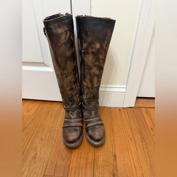 Freebird by Steven OG Roadie Distressed Black and Brown Combat Boots - Picture 1 of 6